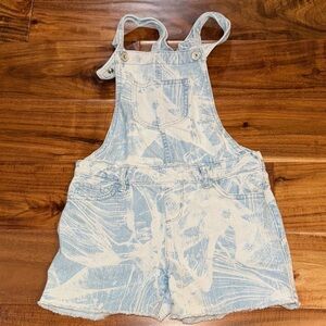 Children’s Place Kids Denim Overall Shorts - Blue and White